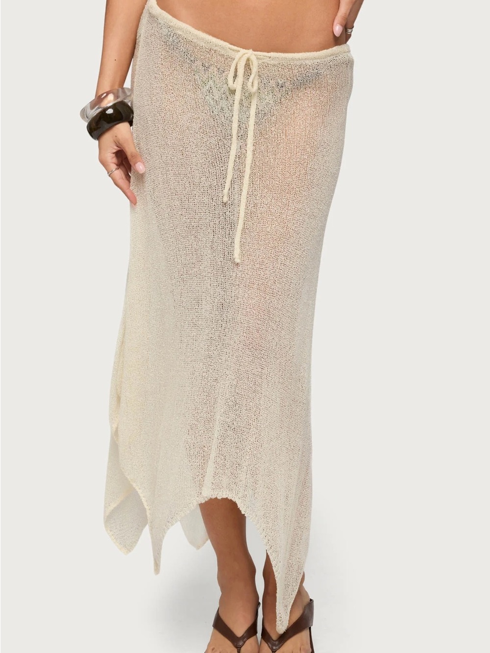 Isla Handkerchief Sheer Knit Midi Skirt